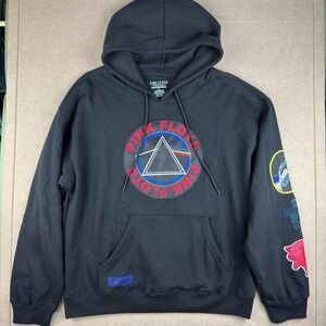 Pink Floyd Sweatshirt Hoodie Men XL Black‎ Prism Graphic Dark Side Patches
